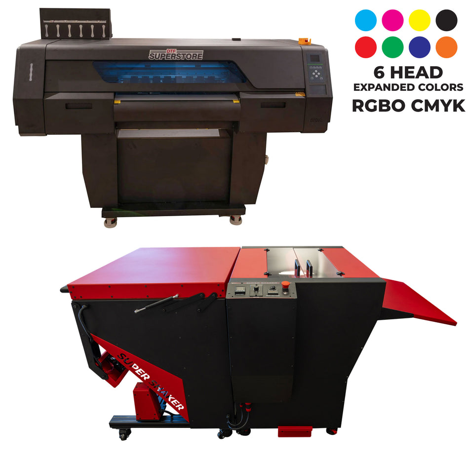 Coyote  24" 6 Head High Speed Expanded Colors CMYK-RGBO DTF Printer with BMAC Industries Super Shaker ** Includes Installation & Training